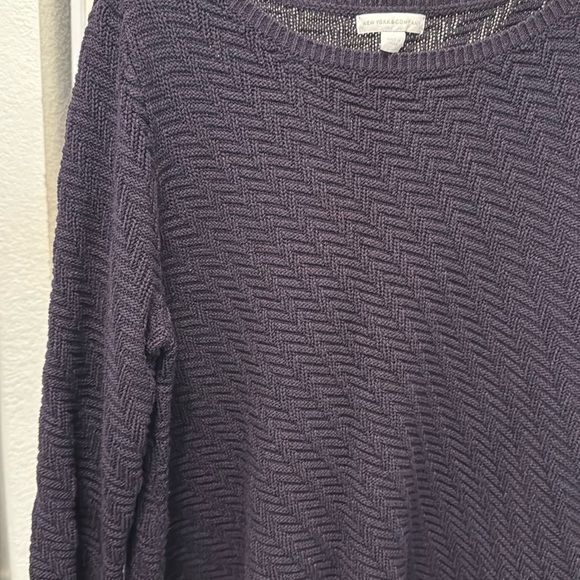 New York & Company Deep Purple Crew Neck Sweater - Picture 6 of 6